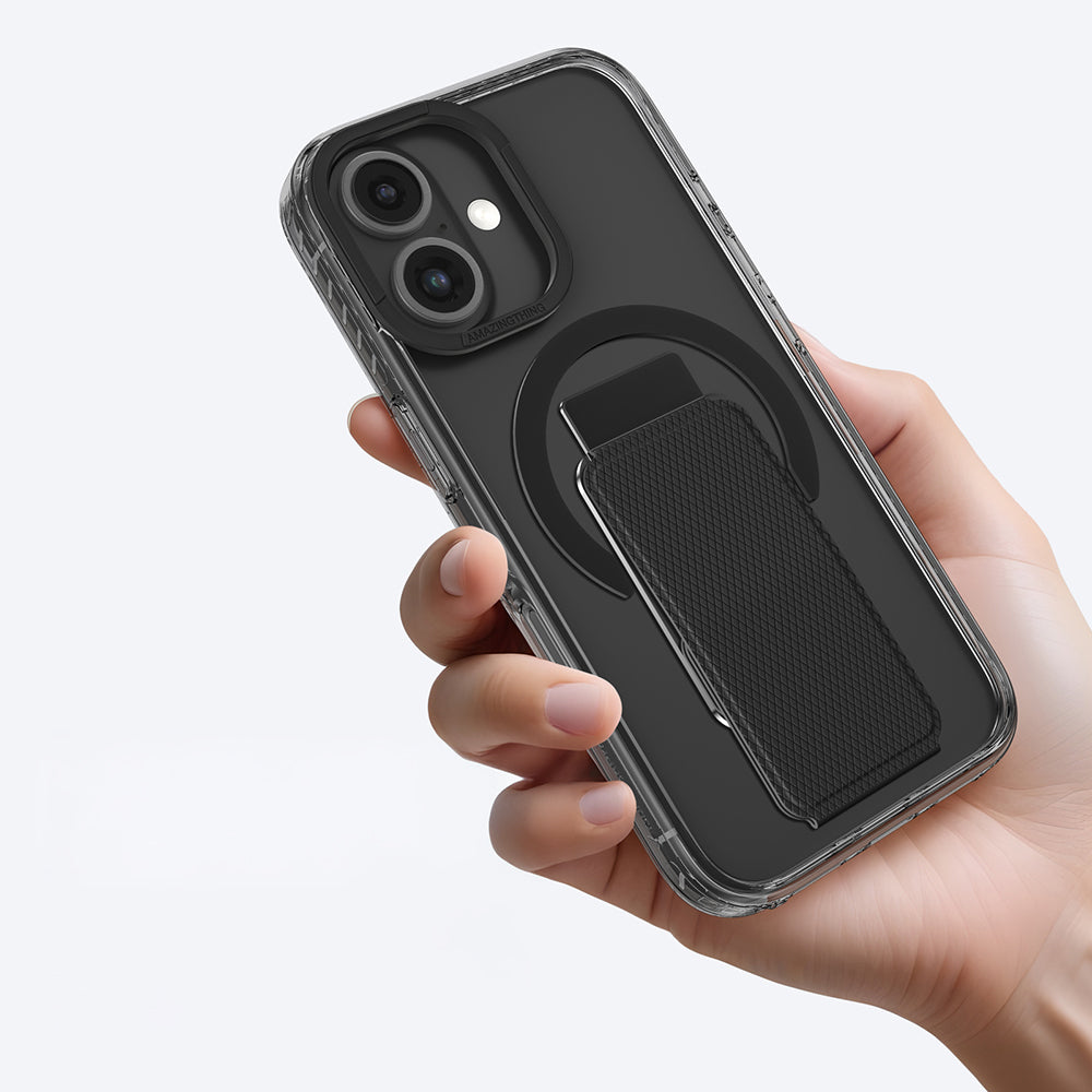 Apple iPhone 16 Kılıf Magsafe Şarj Özellikli Standlı Amazingthing Titan Pro Plus Kapak Siyah