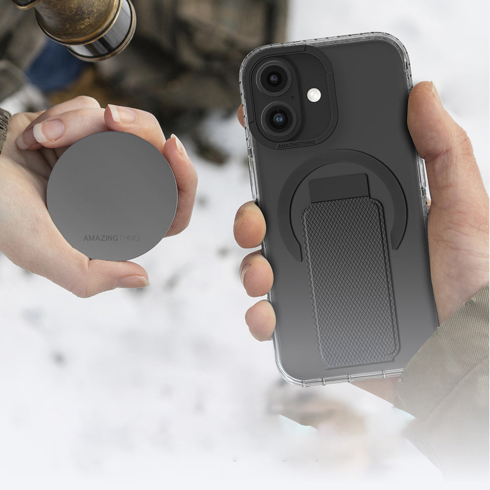 Apple iPhone 16 Kılıf Magsafe Şarj Özellikli Standlı Amazingthing Titan Pro Plus Kapak Siyah