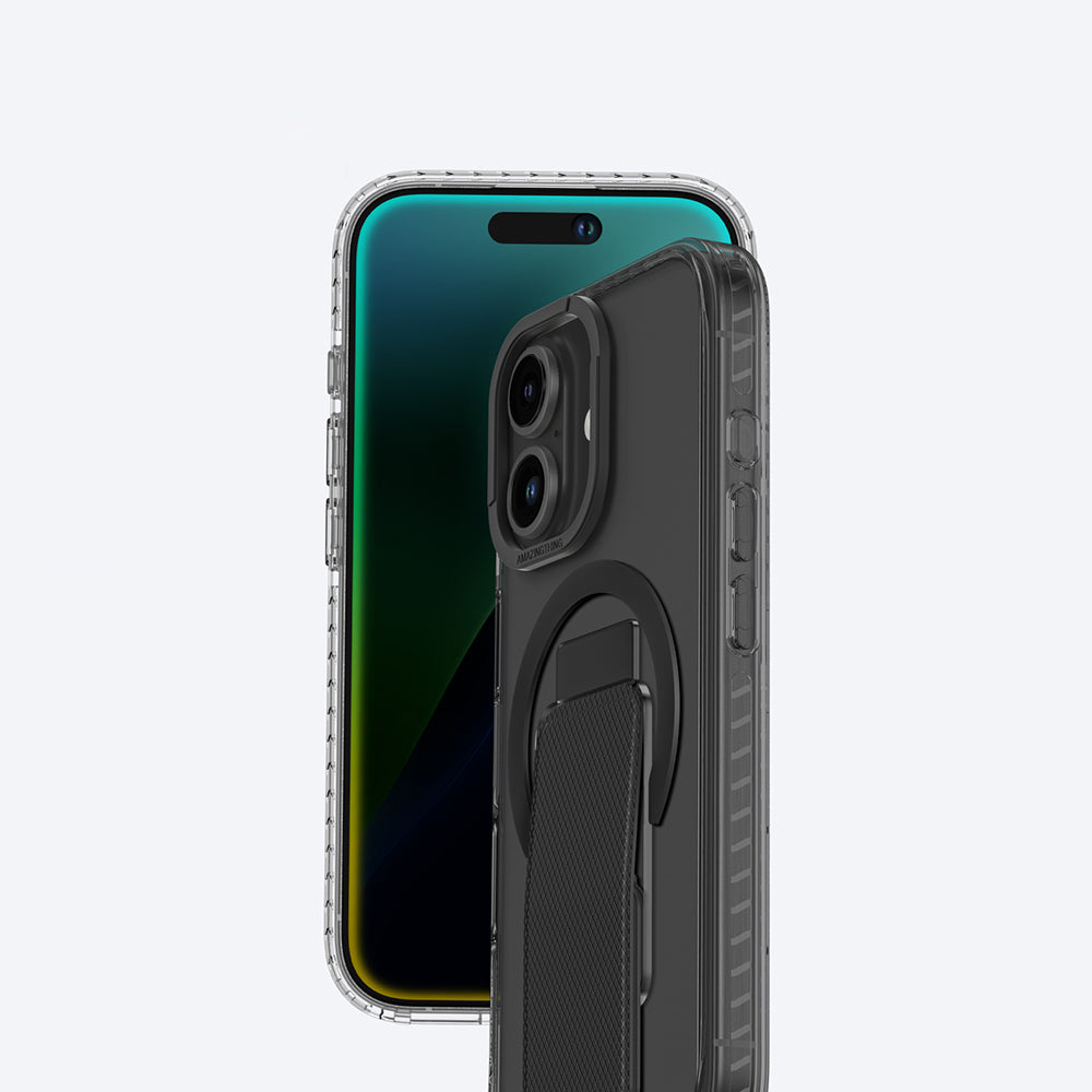 Apple iPhone 16 Kılıf Magsafe Şarj Özellikli Standlı Amazingthing Titan Pro Plus Kapak Siyah