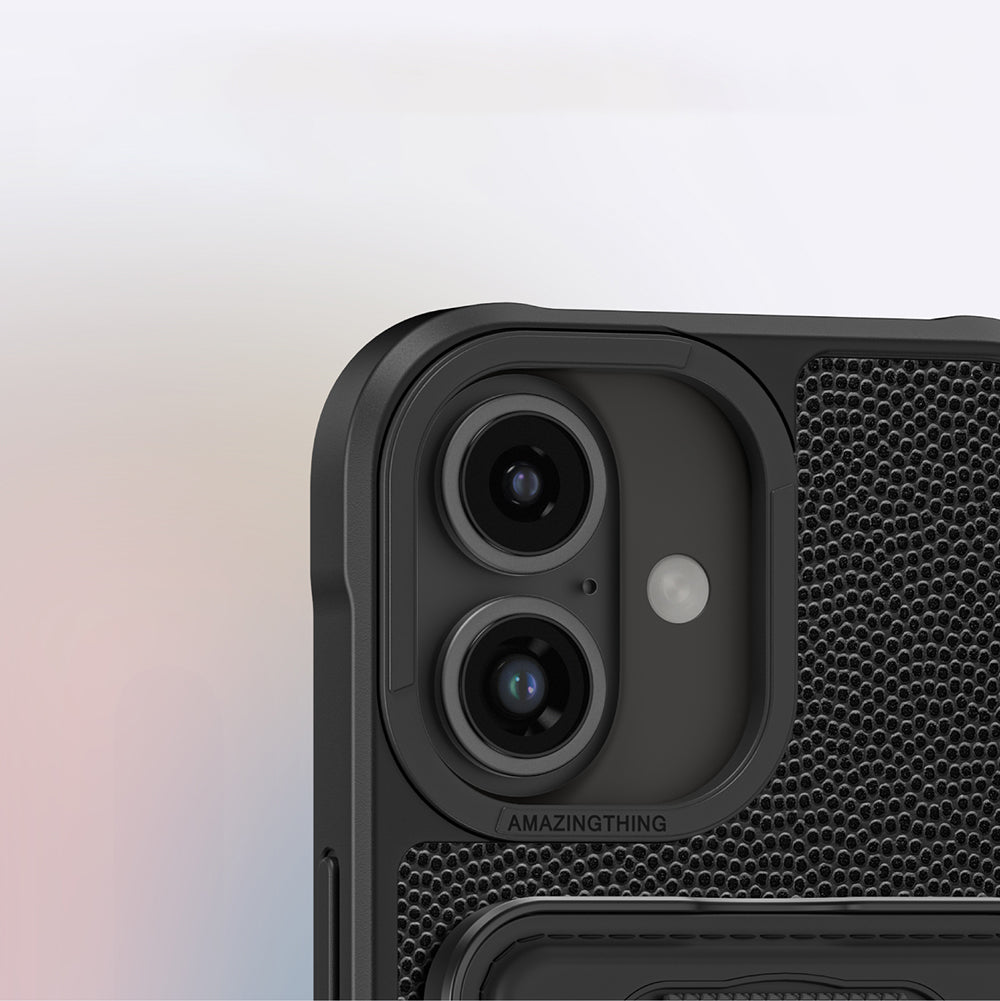 Apple iPhone 16 Kılıf Magsafe Şarj Özellikli Standlı Kartlıklı Set Amazingthing Glamour Luxe Serisi Kapak Siyah