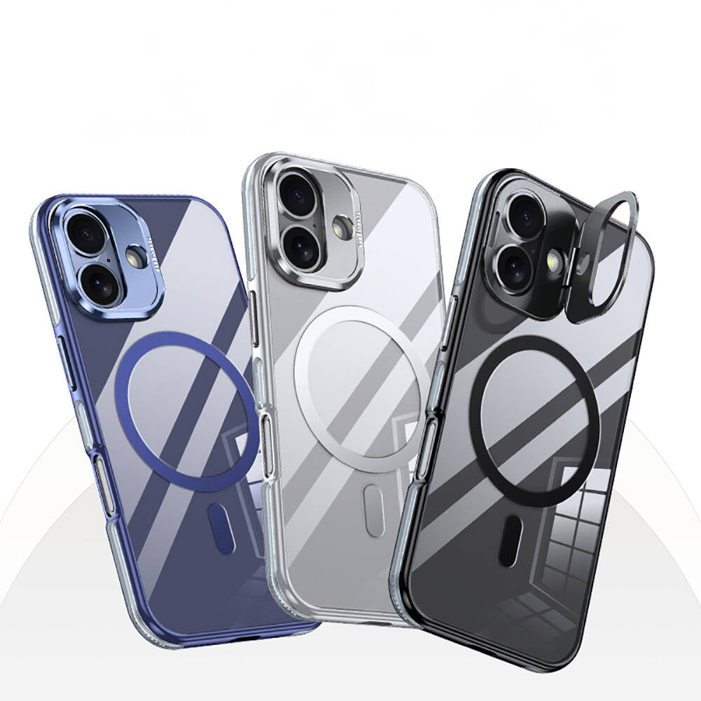 Apple iPhone 16 Kılıf Magsafe Şarj Özellikli Wlons Standlı Efsane Kapak Mavi