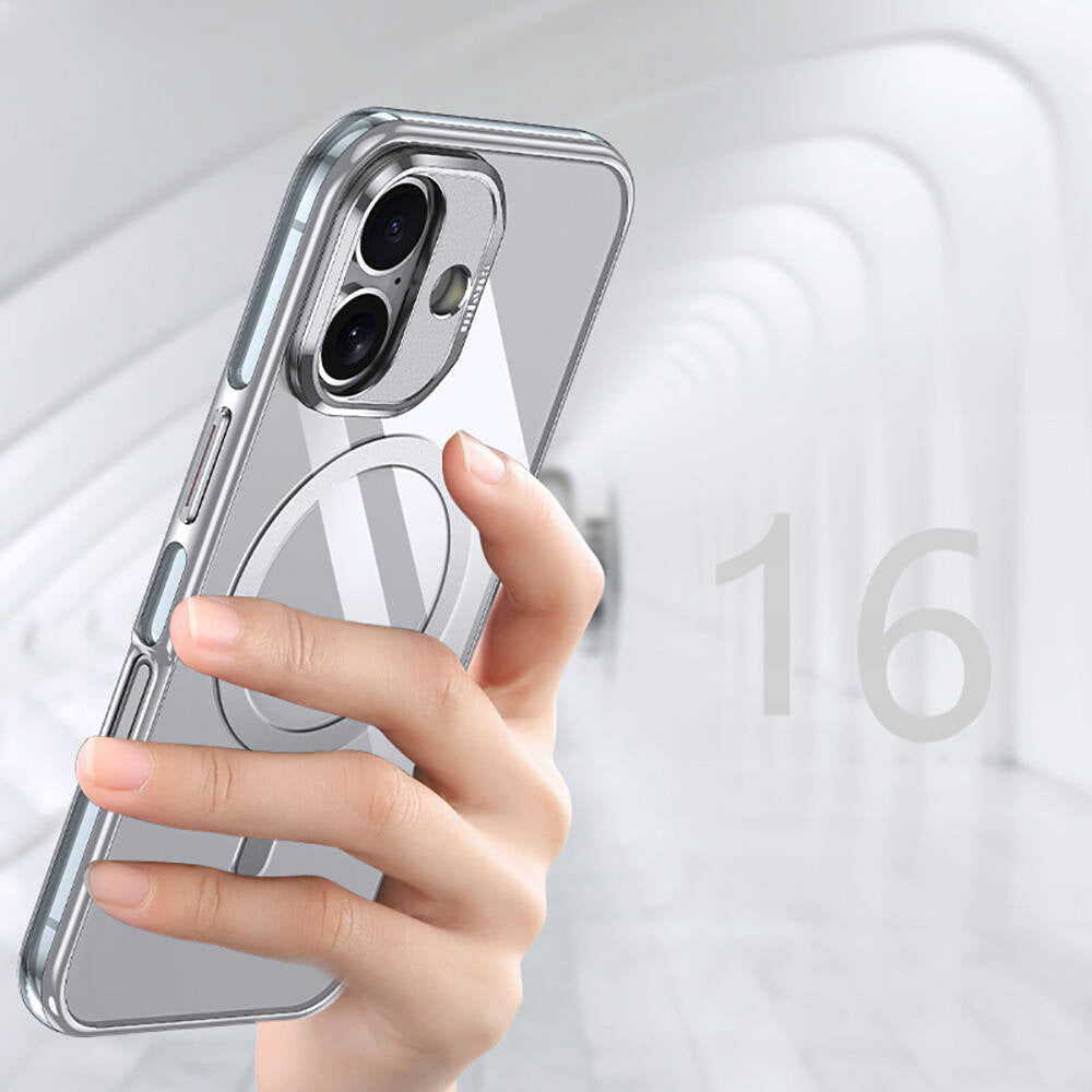 Apple iPhone 16 Kılıf Magsafe Şarj Özellikli Wlons Standlı Efsane Kapak Mavi