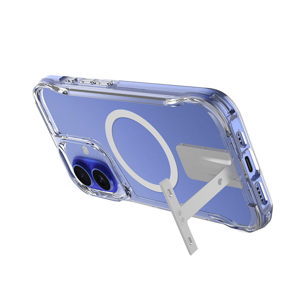 Apple iPhone 16 Kılıf M-safe Şarj Özellikli Zore T-Max Standlı Kapak Şeffaf