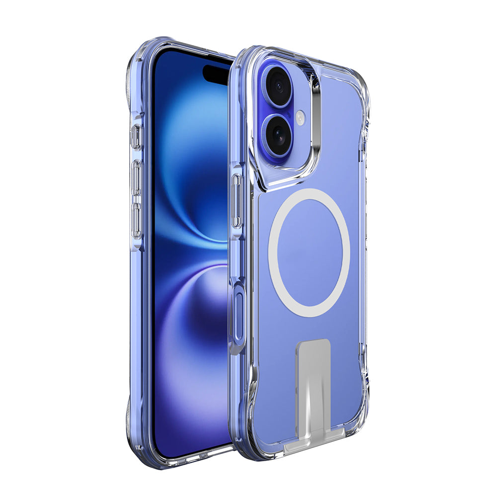 Apple iPhone 16 Kılıf M-safe Şarj Özellikli Zore T-Max Standlı Kapak Şeffaf