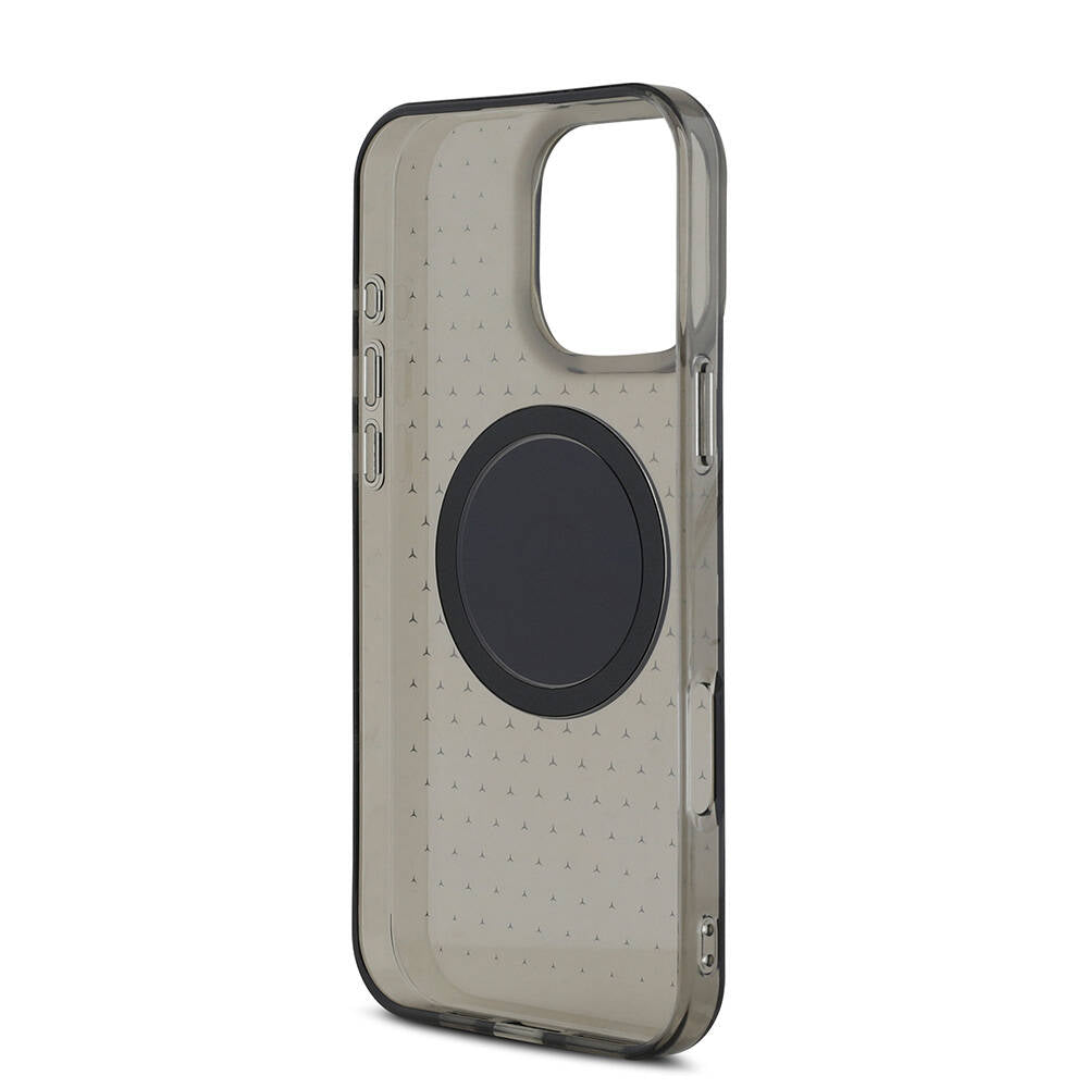 Apple iPhone 16 Pro Max Kılıf Mercedes Benz Orjinal Lisanslı Magsafe Şarj Özellikli Yıldız Desenli Transparan Kapak Siyah