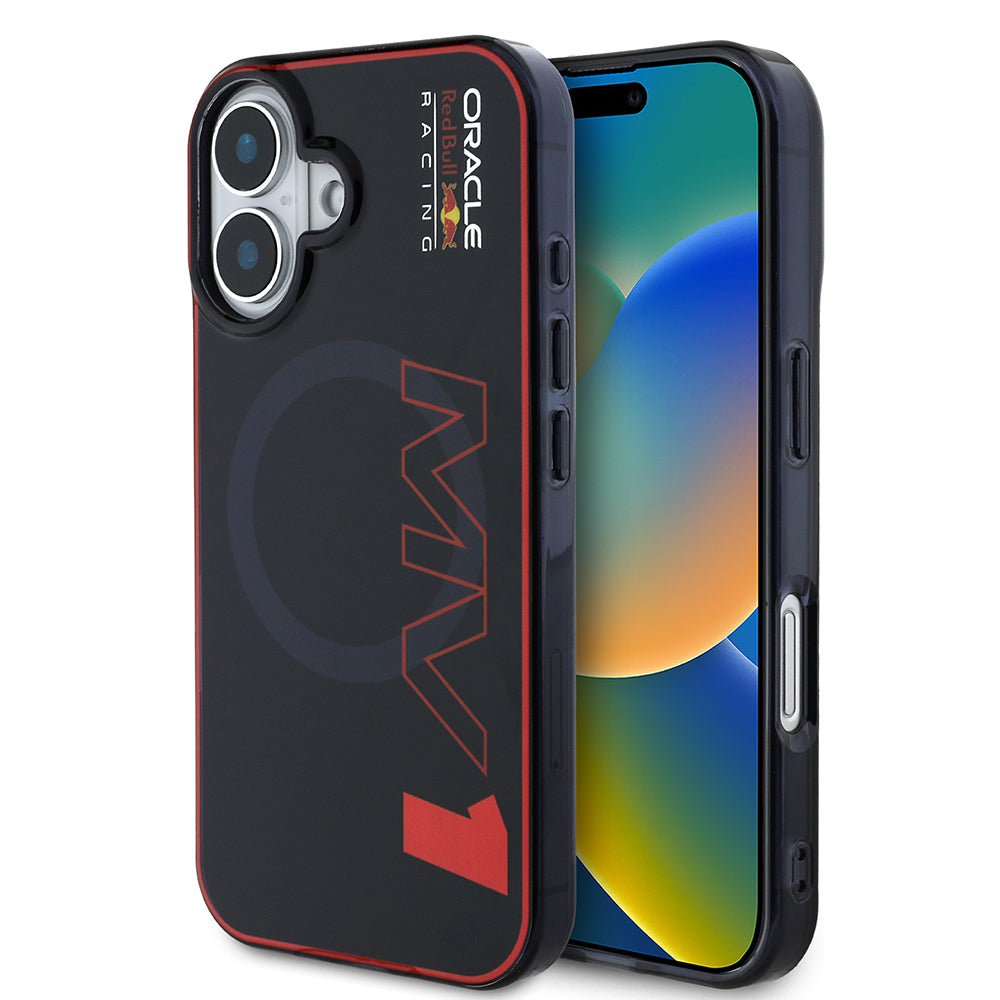 Apple iPhone 16 Kılıf Redbull Orjinal Lisanslı M-safe Şarj Özellikli Çift Katmanlı Sert PC Büyük Boy MV Kapak Lacivert