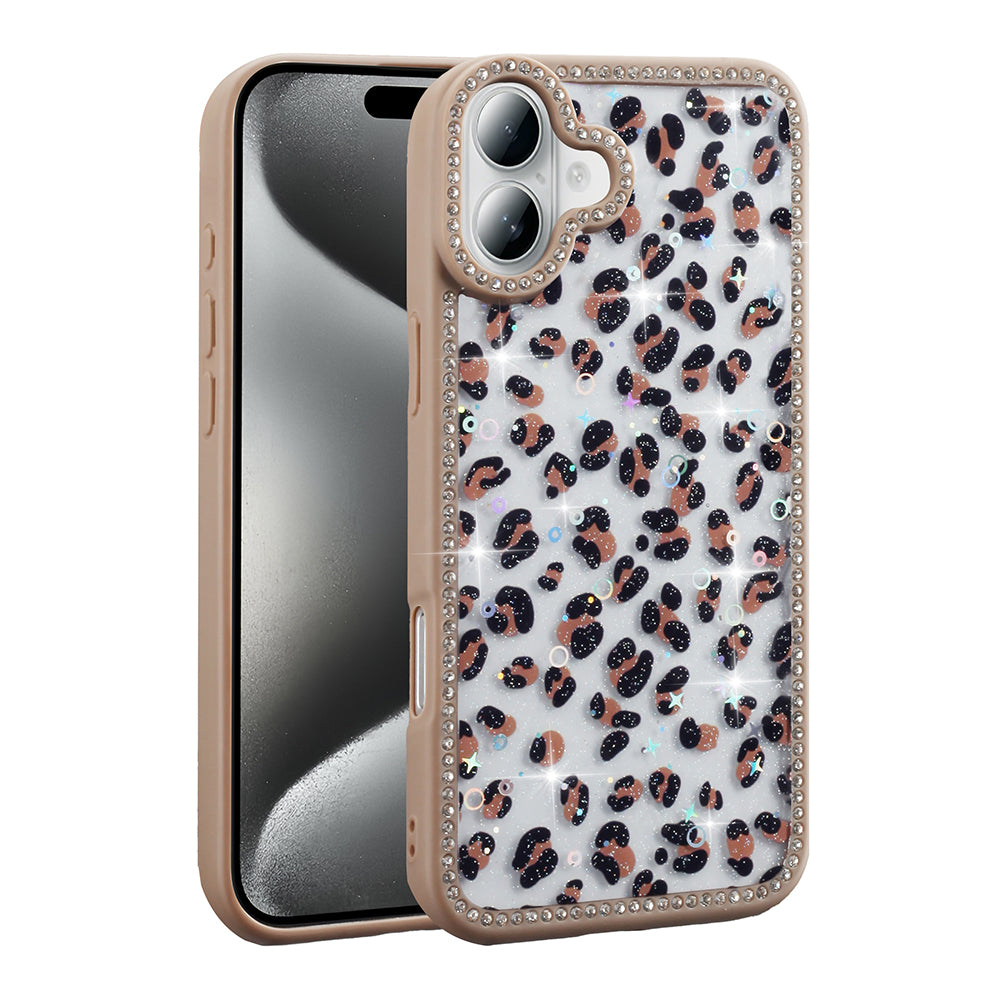 Apple iPhone 16 Kılıf Taşlı ve Simli Tasarım Zore Azra Kapak Gold