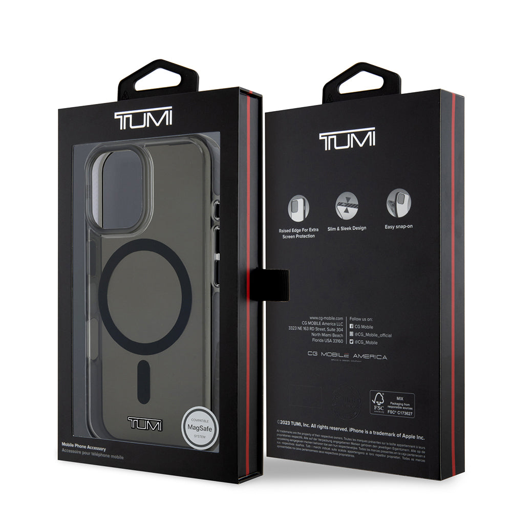 Apple iPhone 16 Kılıf TUMI Orjinal Lisanslı Magsafe Şarj Özellikli Airbagli Transparan Kapak Siyah