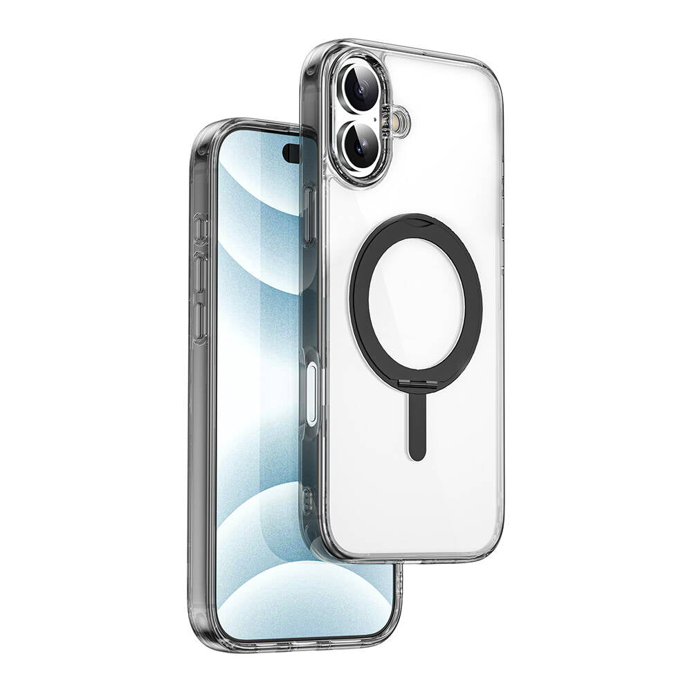 Apple iPhone 16 Kılıf Wiwu MCC-201 iShield Ultra Serisi Magsafe Şarj Özellikli Standlı Crystal Sert PC Kapak Siyah