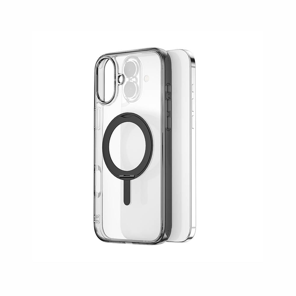Apple iPhone 16 Kılıf Wiwu MCC-201 iShield Ultra Serisi Magsafe Şarj Özellikli Standlı Crystal Sert PC Kapak Siyah