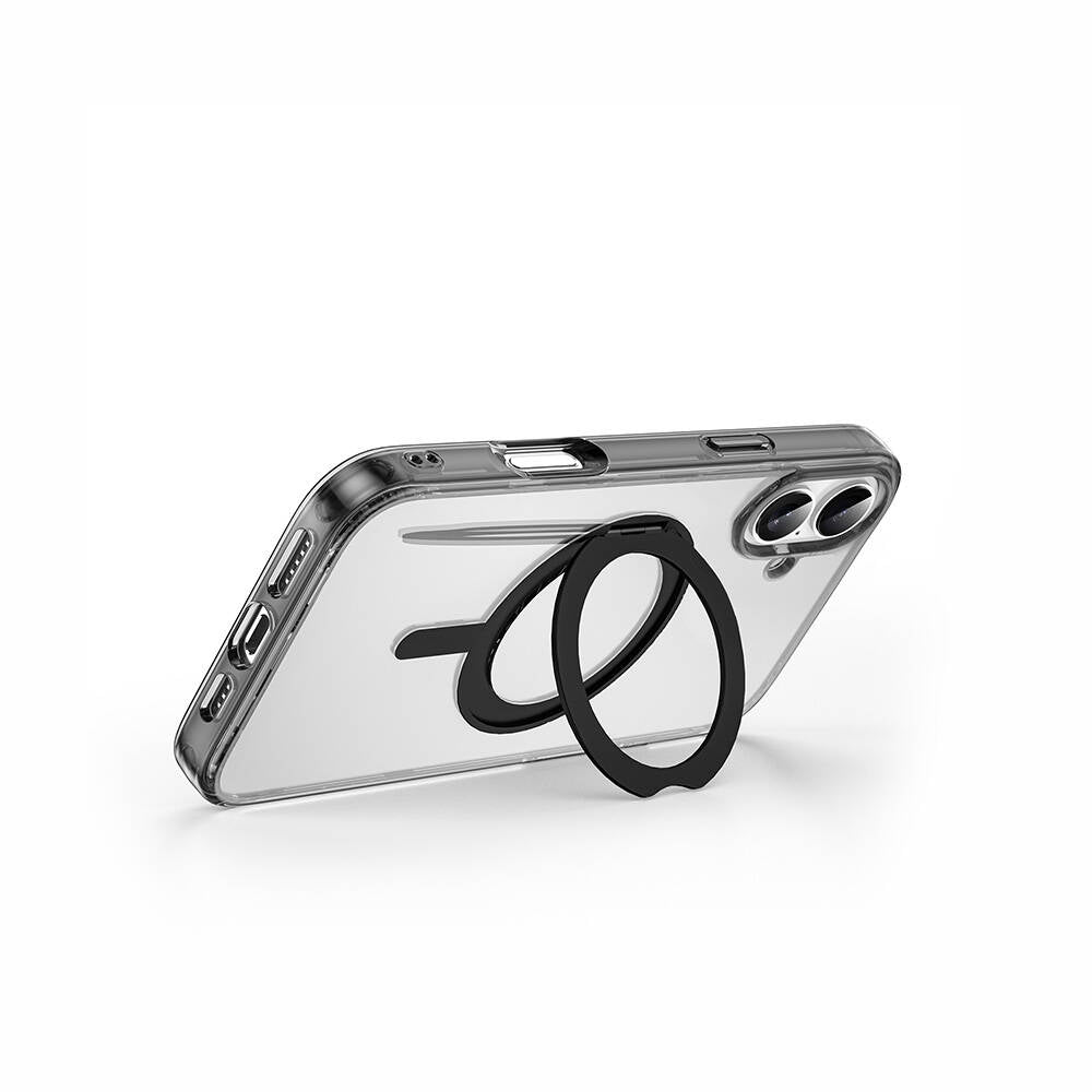 Apple iPhone 16 Kılıf Wiwu MCC-201 iShield Ultra Serisi Magsafe Şarj Özellikli Standlı Crystal Sert PC Kapak Siyah