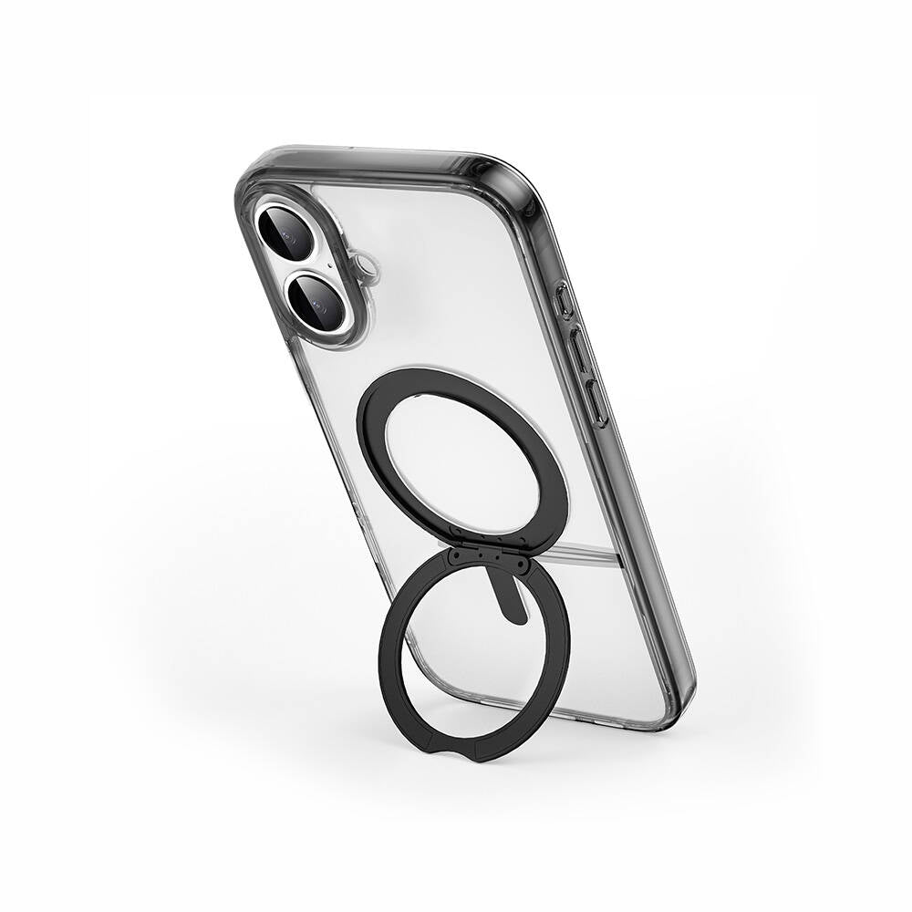 Apple iPhone 16 Kılıf Wiwu MCC-201 iShield Ultra Serisi Magsafe Şarj Özellikli Standlı Crystal Sert PC Kapak Siyah