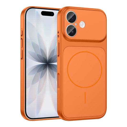 Apple iPhone 16 Kılıf Zore M-Safe Şarj Özellikli Kamera Korumalı Formen Kapak Turuncu