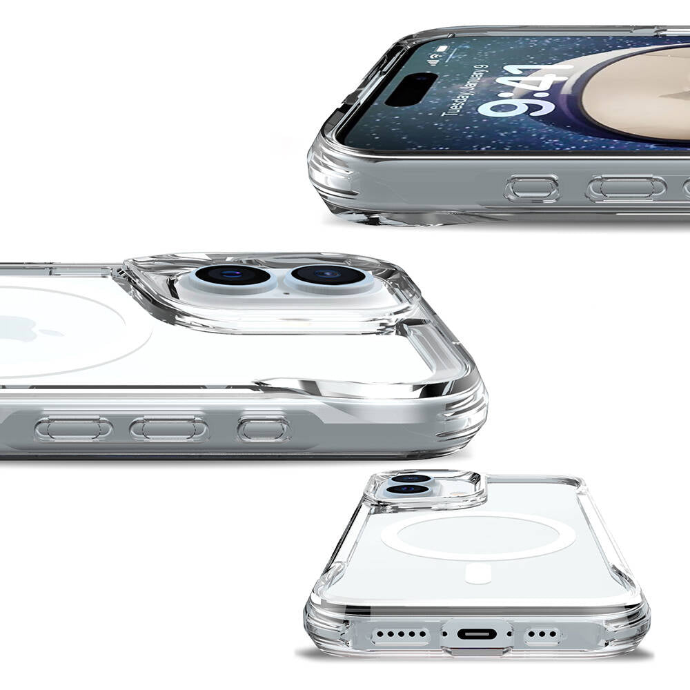 Apple iPhone 16 Kılıf Zore M-safe Şarj Özellikli T-Max M-safe Kapak Şeffaf