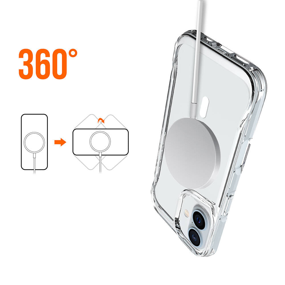 Apple iPhone 16 Kılıf Zore M-safe Şarj Özellikli T-Max M-safe Kapak Şeffaf