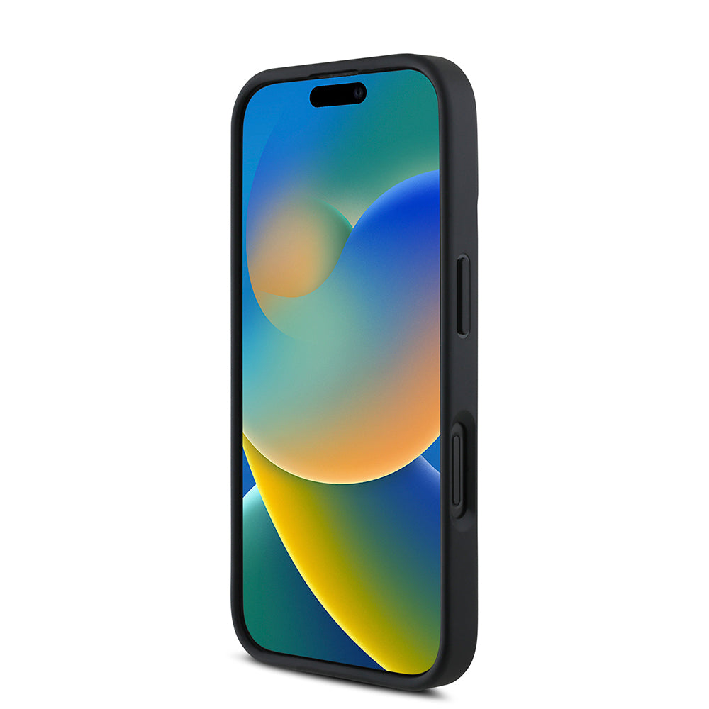 Apple iPhone 16 Plus Kılıf DKNY Orjinal Lisanslı Magsafe Şarj Özellikli Metal Logolu PU Deri Grained Kapak Siyah