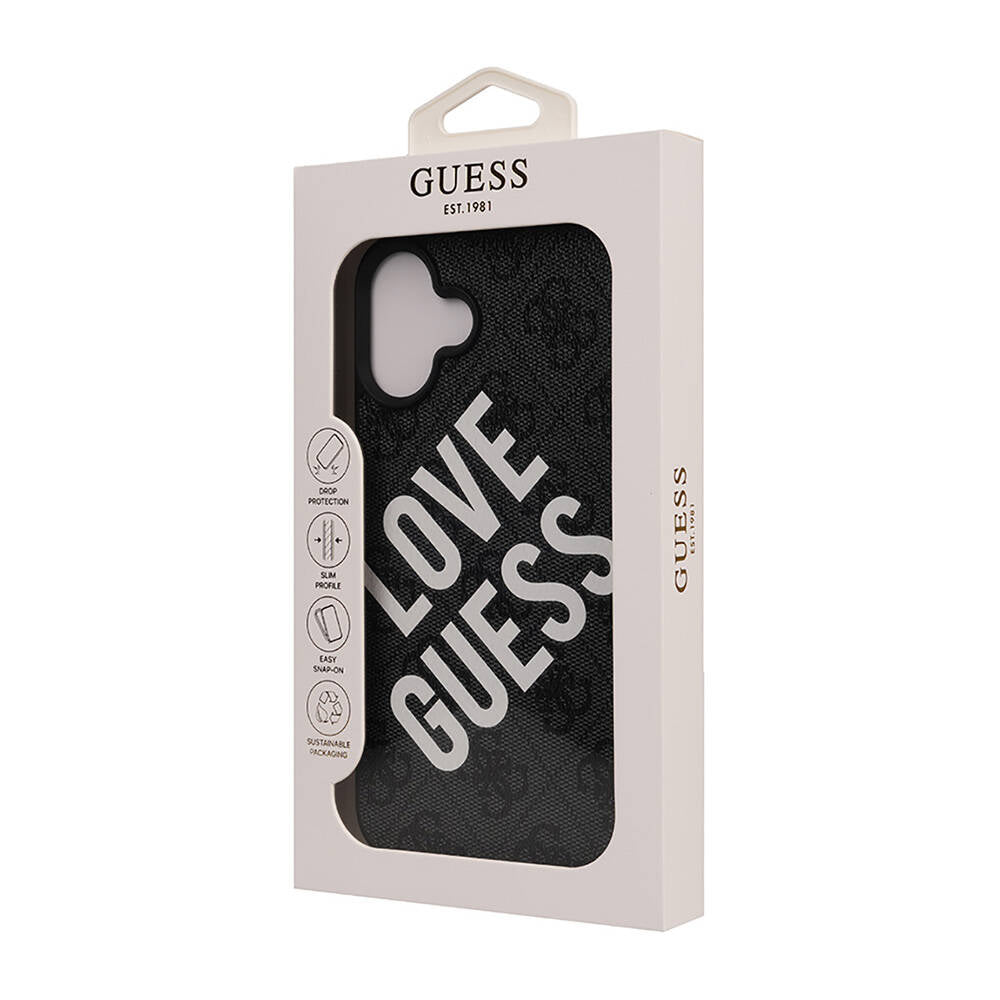 Apple iPhone 16 Plus Kılıf Guess Orjinal Lisanslı Big Love Guess Kapak Kahverengi