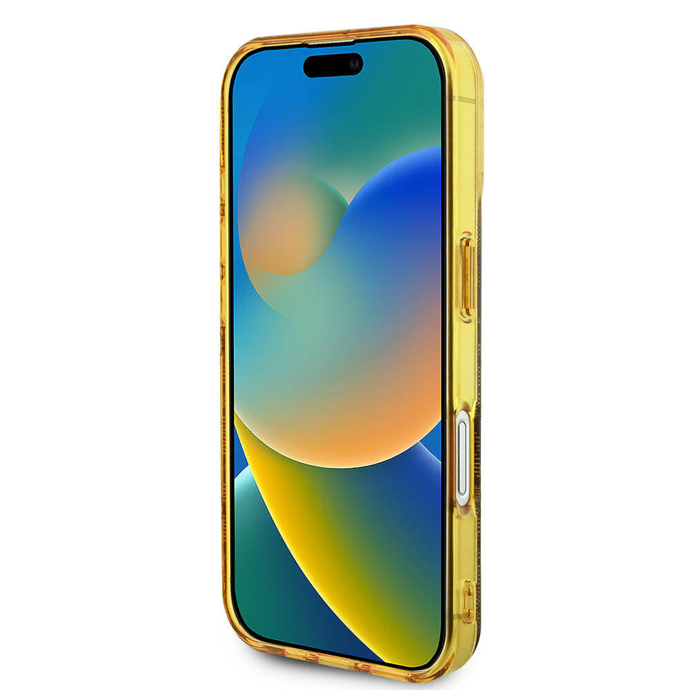 Apple iPhone 16 Plus Kılıf Guess Orjinal Lisanslı Magsafe Şarj Özellikli 4G Desenli IML Yazı Logolu Peony Kapak Pembe