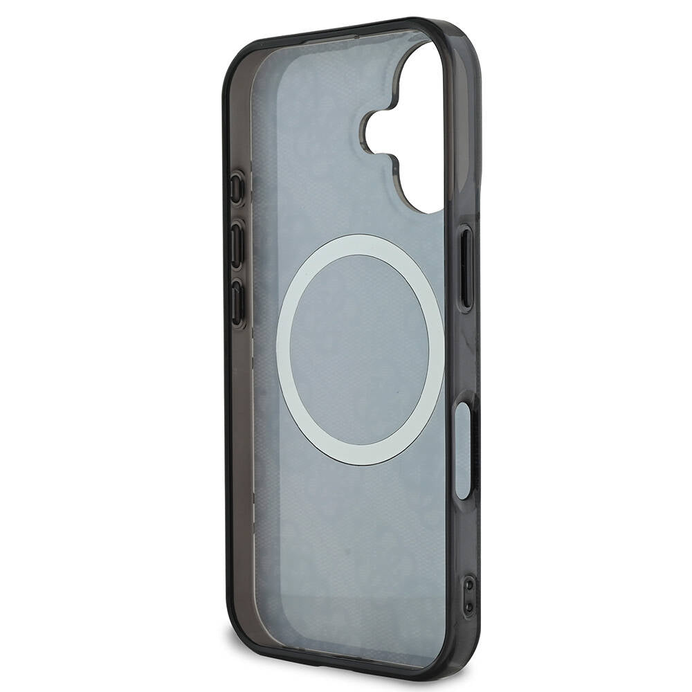 Apple iPhone 16 Plus Kılıf Guess Orjinal Lisanslı Magsafe Şarj Özellikli 4G Desenli IML Yazı Logolu Peony Kapak Kahverengi