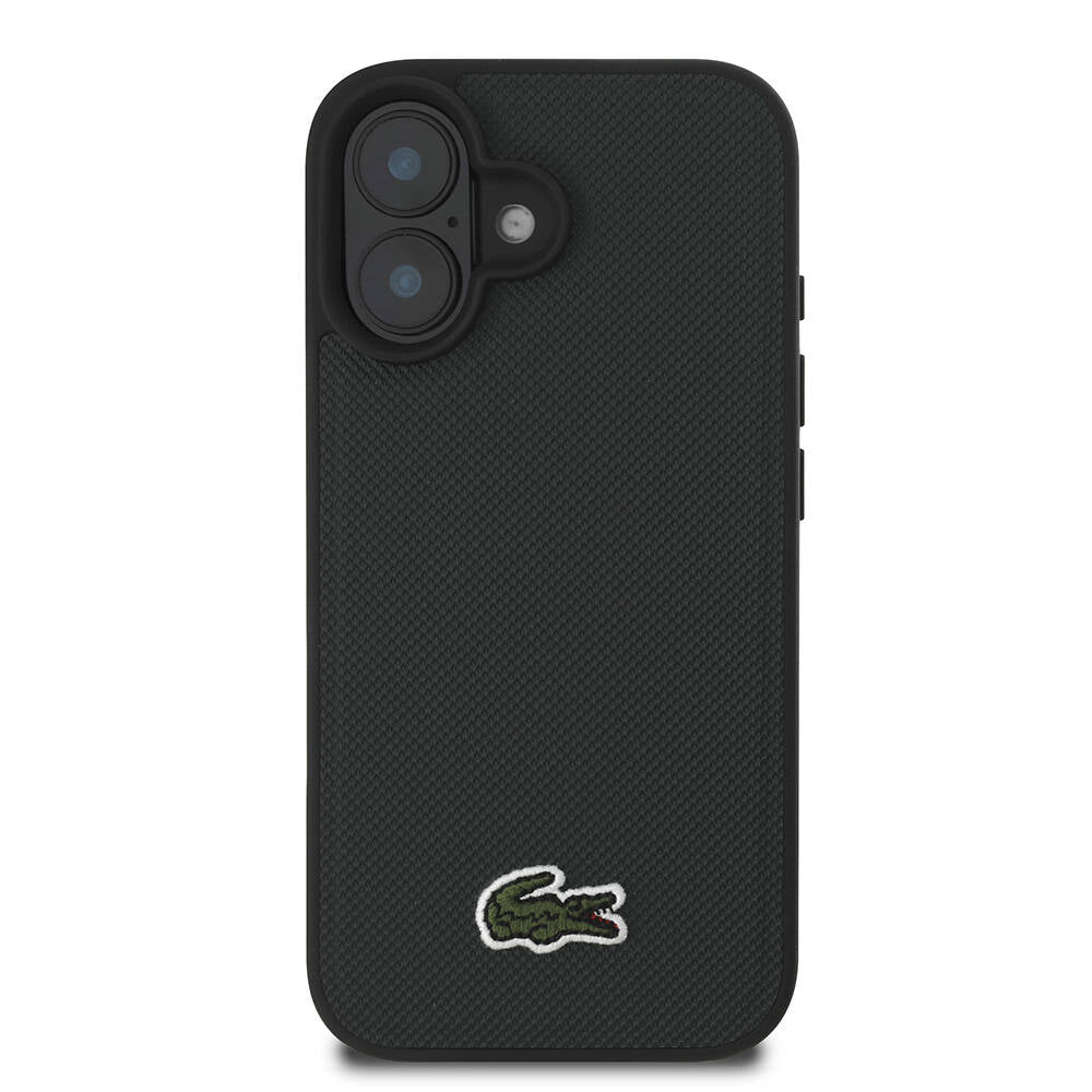Apple iPhone 16 Plus Kılıf Lacoste Orjinal Lisanslı PU Pike Desenli Arka Yüzey İkonik Timsah Dokuma Logolu Kapak Yeşil