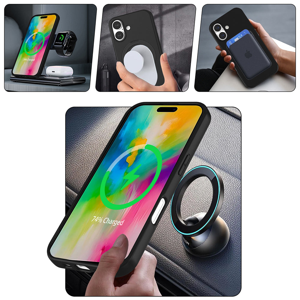 Apple iPhone 16 Plus Kılıf M-safe Şarj Özellikli Standlı Zore Samara Kapak Lila