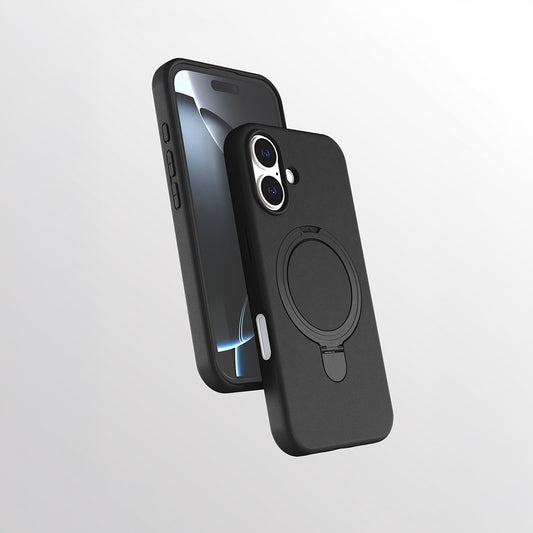 Apple iPhone 16 Plus Kılıf M-safe Şarj Özellikli Standlı Zore Samara Kapak Siyah