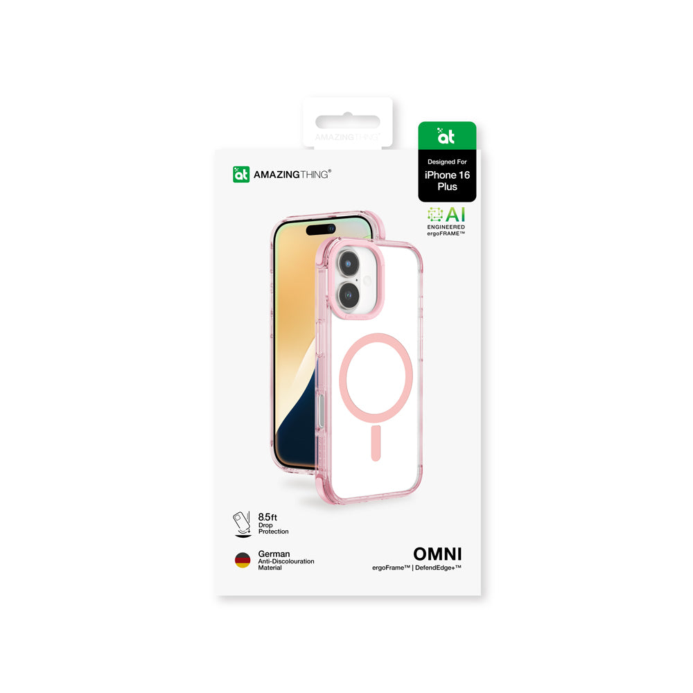 Apple iPhone 16 Plus Kılıf Magsafe Şarj Özellikli Amazingthing Omni Serisi Kapak Pembe