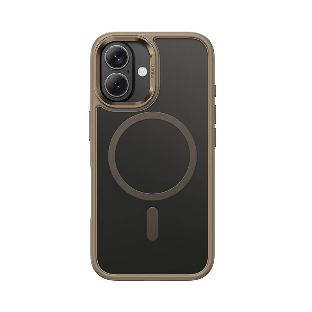 Apple iPhone 16 Plus Kılıf Magsafe Şarj Özellikli Benks Mist Protective Kapak Titanyum-Gold