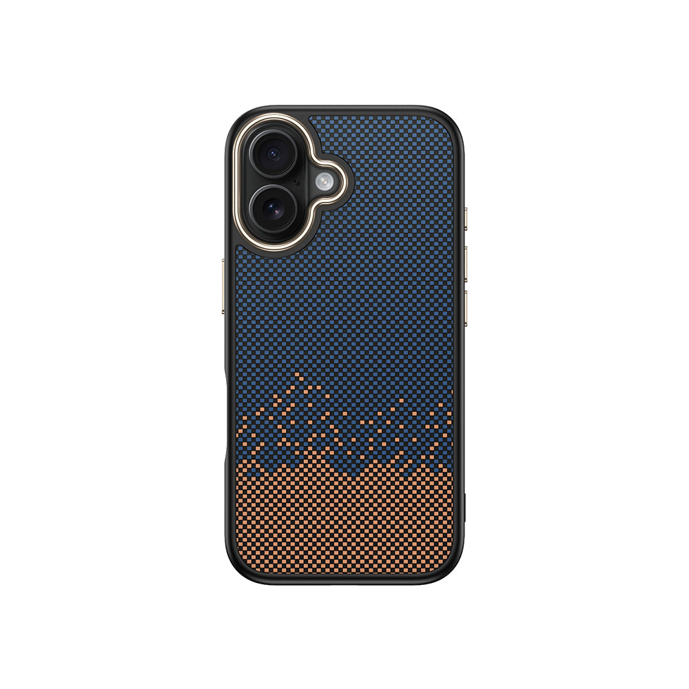 Apple iPhone 16 Plus Kılıf M-safe Şarj Özellikli Karbon Fiber Görünümlü Zore Antina Kapak Mavi