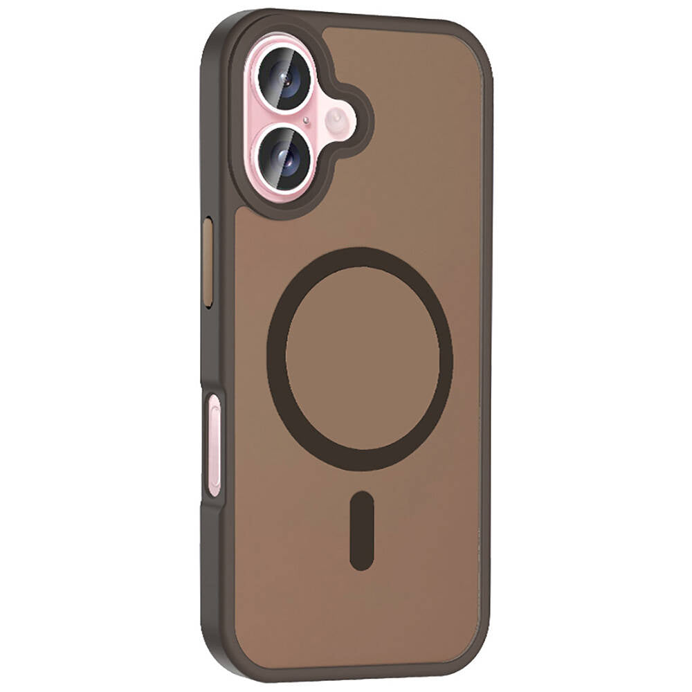 Apple iPhone 16 Plus Kılıf M-safe Şarj Özellikli Mat Arka Yüzey Zore Sio Kapak Rose Gold