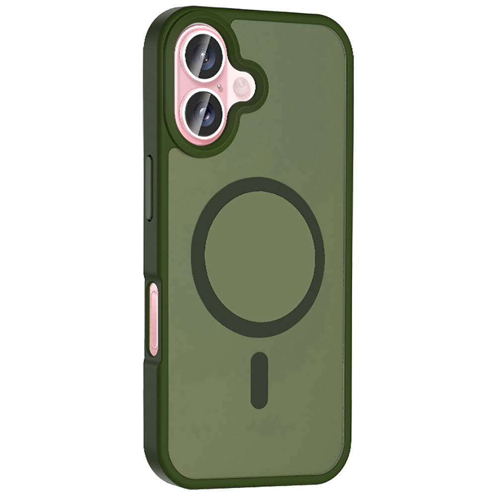 Apple iPhone 16 Plus Kılıf M-safe Şarj Özellikli Mat Arka Yüzey Zore Sio Kapak Rose Brown