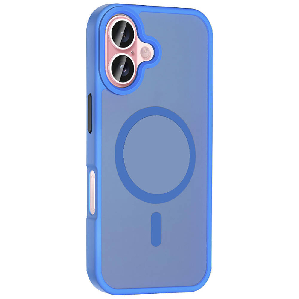 Apple iPhone 16 Plus Kılıf M-safe Şarj Özellikli Mat Arka Yüzey Zore Sio Kapak Rose Gold