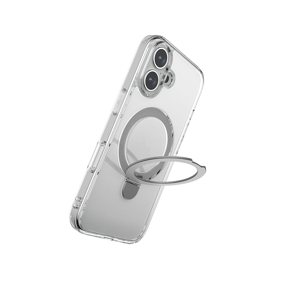 Apple iPhone 16 Plus Kılıf Magsafe Şarj Özellikli Raptic Air Stand Serisi Buzlu Transparan Tasarımlı Standlı Kapak Şeffaf
