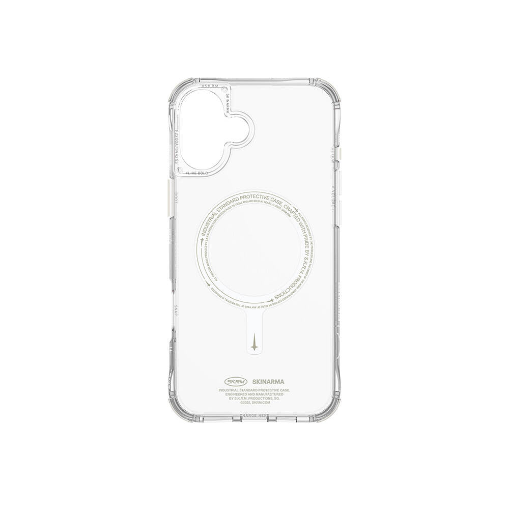 Apple iPhone 16 Plus Kılıf Magsafe Şarj Özellikli Şeffaf Airbag Tasarımlı Skinarma Saido Nightglow Kapak Şeffaf