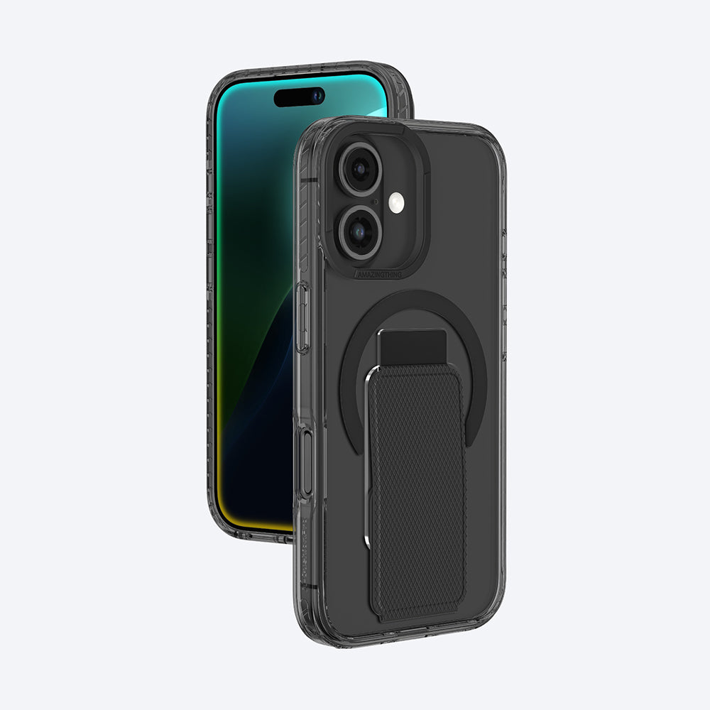 Apple iPhone 16 Plus Kılıf Magsafe Şarj Özellikli Standlı Amazingthing Titan Pro Plus Kapak Siyah