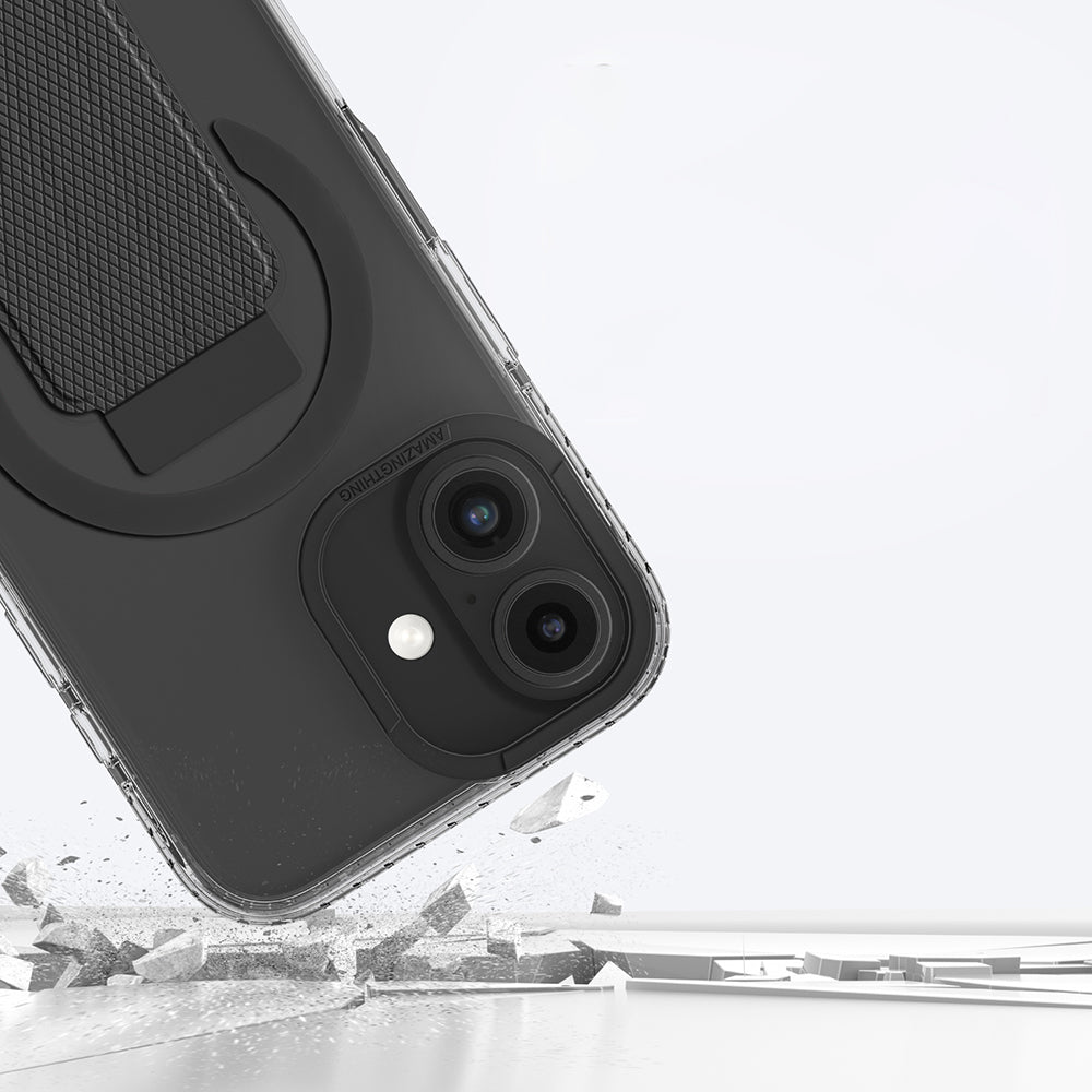 Apple iPhone 16 Plus Kılıf Magsafe Şarj Özellikli Standlı Amazingthing Titan Pro Plus Kapak Siyah