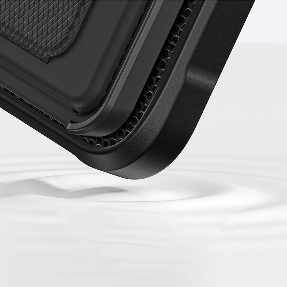 Apple iPhone 16 Plus Kılıf Magsafe Şarj Özellikli Standlı Kartlıklı Set Amazinghing Glamour Luxe Serisi Kapak Siyah