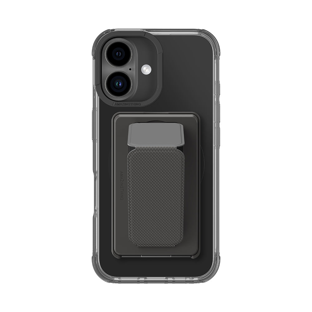 Apple iPhone 16 Plus Kılıf Magsafe Şarj Özellikli Standlı Set Amazingthing Omni Adventure Serisi Kapak Siyah