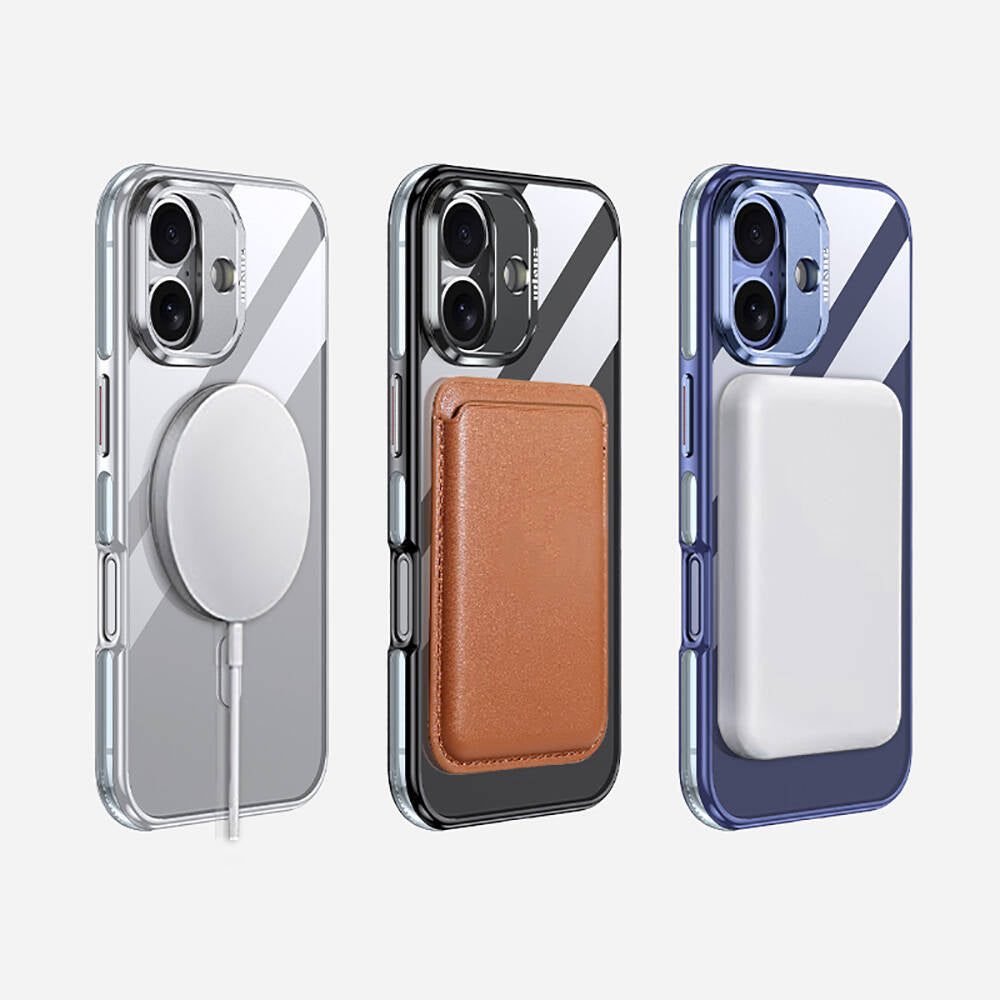 Apple iPhone 16 Plus Kılıf Magsafe Şarj Özellikli Wlons Standlı Efsane Kapak Gri