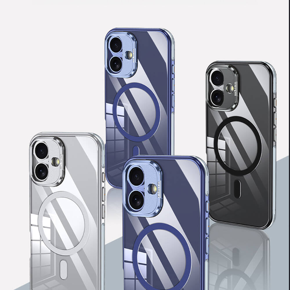 Apple iPhone 16 Plus Kılıf Magsafe Şarj Özellikli Wlons Standlı Efsane Kapak Gri