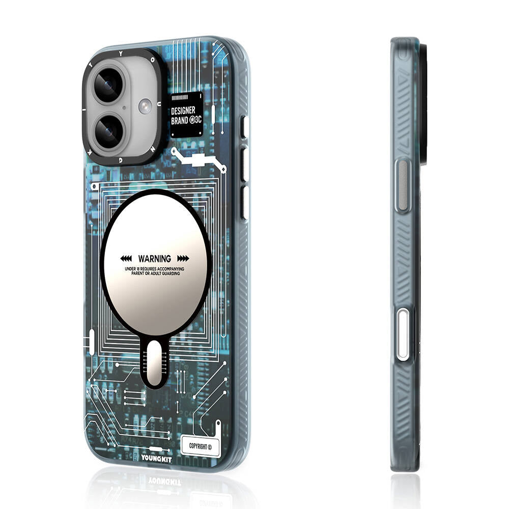 Apple iPhone 16 Plus Kılıf Magsafe Şarj Özellikli Youngkit Technology Serisi Kapak Gri