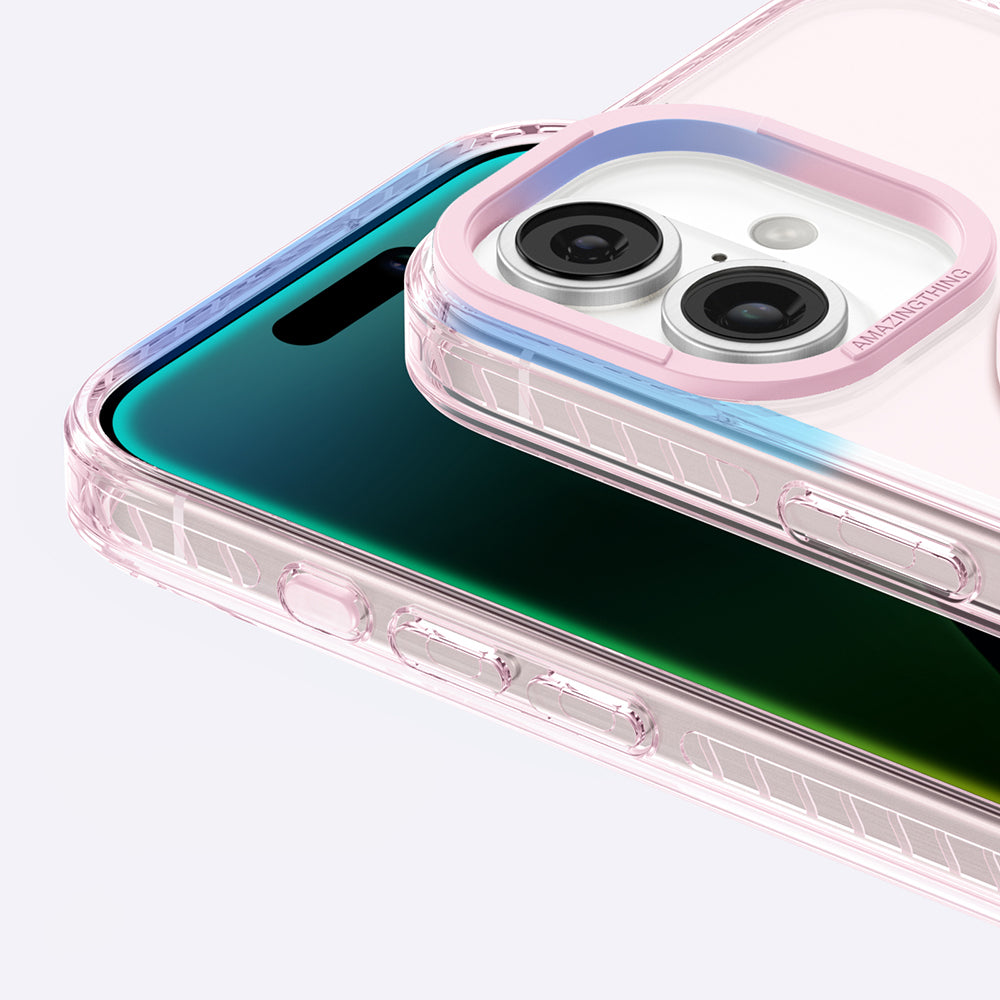 Apple iPhone 16 Plus Kılıf Magsafe Şarj Özellikli Yüzük Standlı Amazingthing Titan Pro Serisi Kapak Pembe