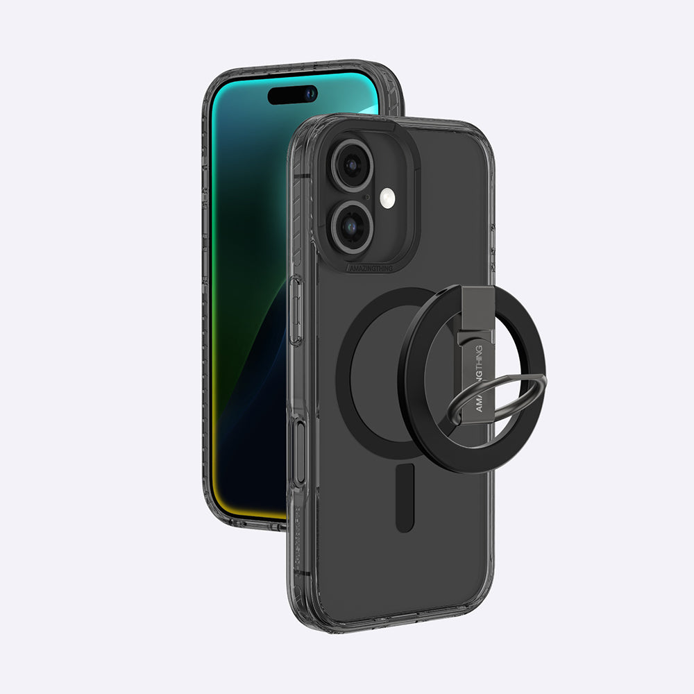 Apple iPhone 16 Plus Kılıf Magsafe Şarj Özellikli Yüzük Standlı Amazingthing Titan Pro Serisi Kapak Pembe