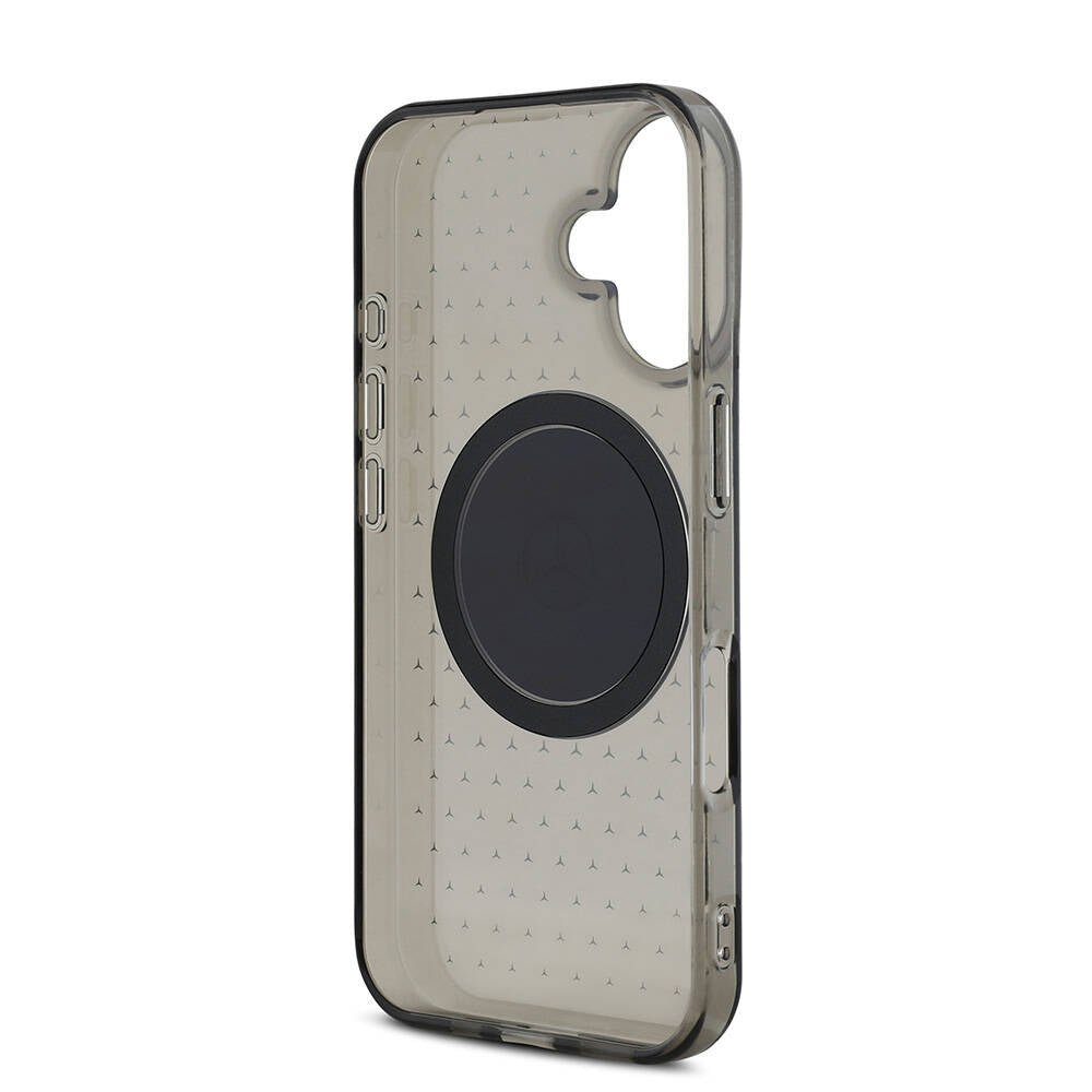 Apple iPhone 16 Plus Kılıf Mercedes Benz Orjinal Lisanslı Magsafe Şarj Özellikli Yıldız Desenli Transparan Kapak Siyah