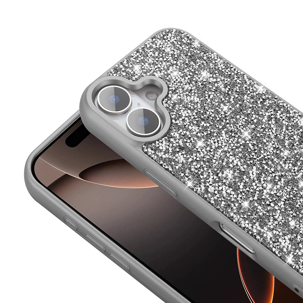 Apple iPhone 16 Plus Kılıf Parlak Taşlı Tasarım Zore Pırlanta Kapak Lila