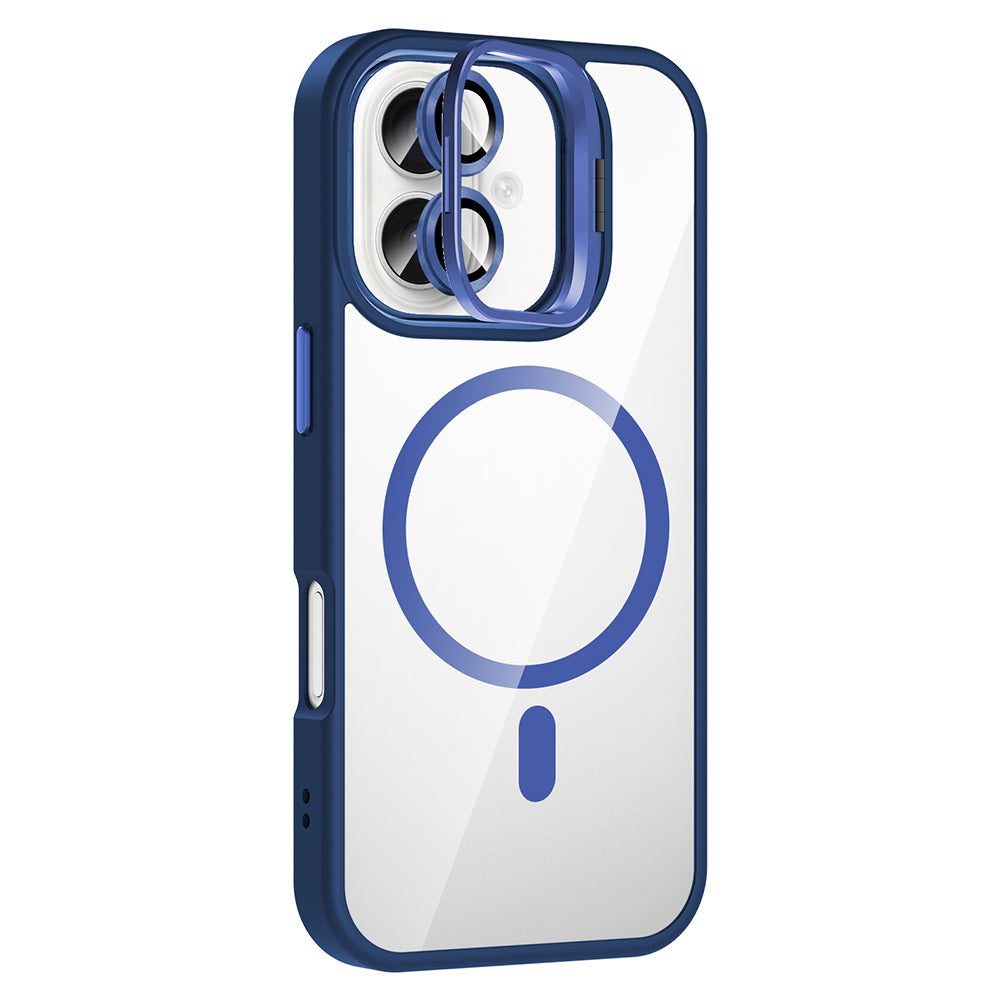 Apple iPhone 16 Plus Kılıf Standlı ve Kamera Lens Hediyeli M-Safe Şarj Özellikli Zore Etro Kapak Pembe