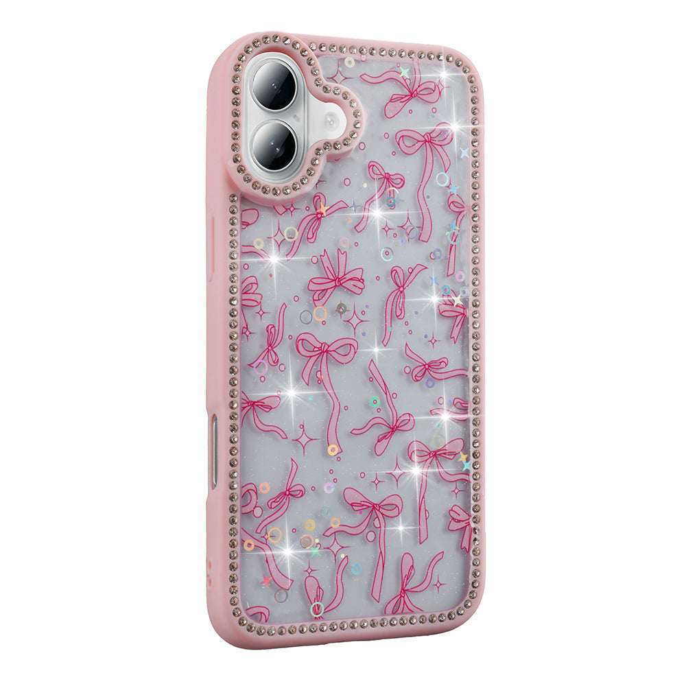 Apple iPhone 16 Plus Kılıf Taşlı ve Simli Tasarım Zore Azra Kapak Gold