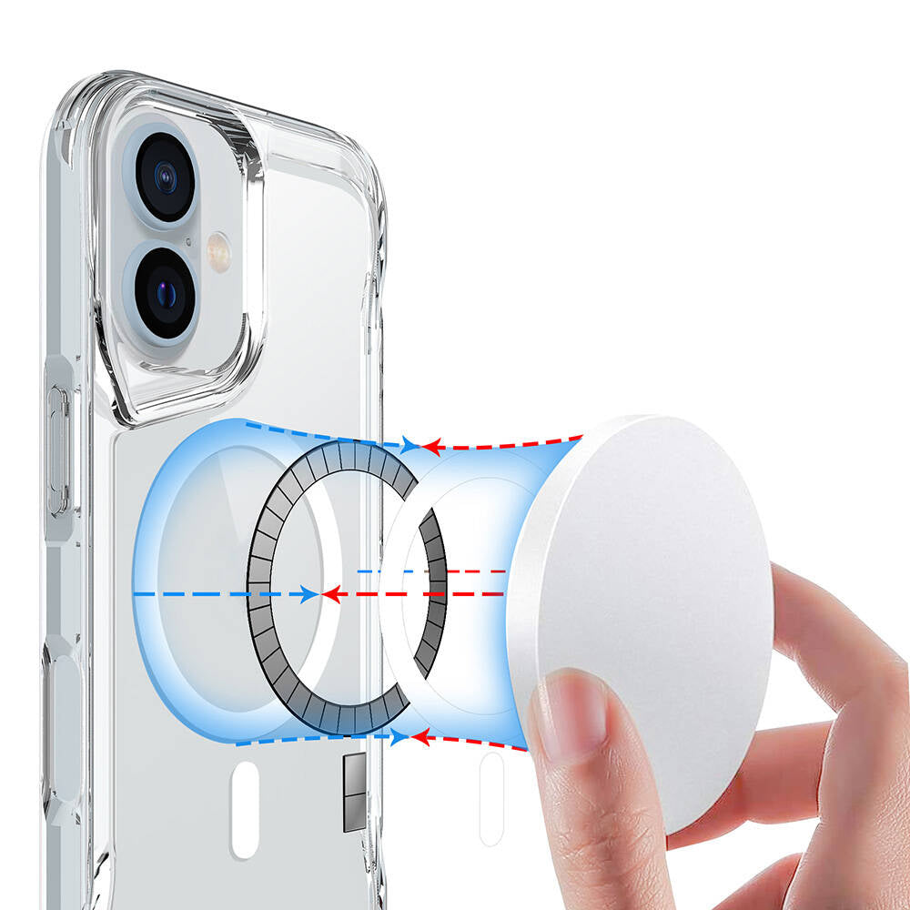 Apple iPhone 16 Plus Kılıf Zore M-safe Şarj Özellikli T-Max M-safe Kapak Şeffaf