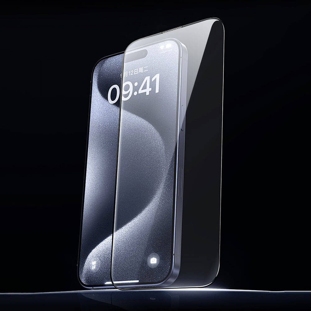 Apple iPhone 16 Plus Wiwu GT-008 Polimer Oleofobik Kaplama Şeffaf Pürüzsüz Temperli Cam Ekran Koruyucu 10'lu Paket Siyah