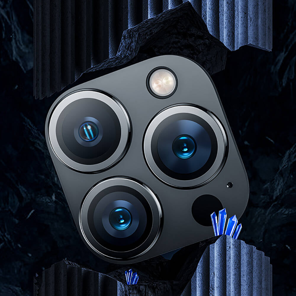 Apple iPhone 16 Pro Benks DR Safir Kamera Lens Koruyucu Titanyum-Gri